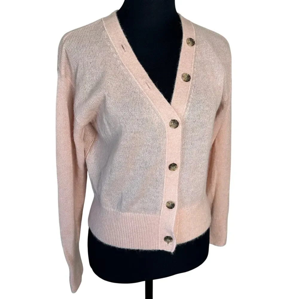 Madewell Alpaca V-Neck Cropped Cardigan Heather Pale Blush NU530 Size Small New